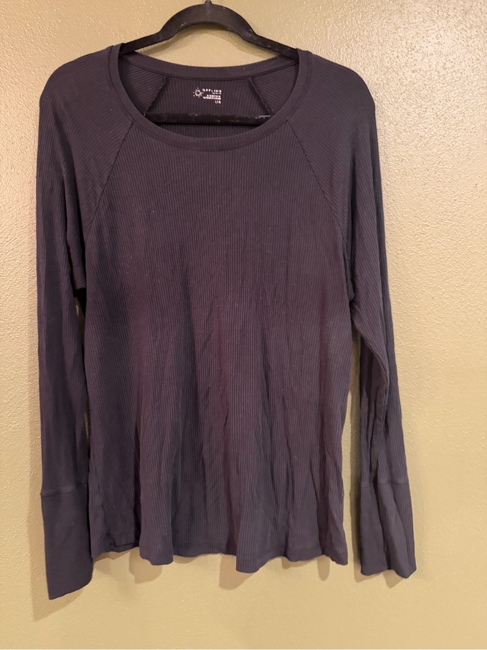 aerie Ribbed Long-Sleeve Tee in Black